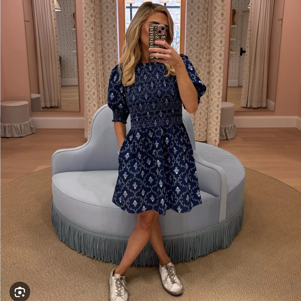 Hill House Vivi Nap Dress in Blue Trellis Large